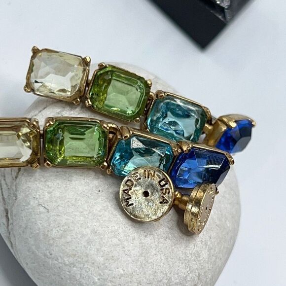 Oscar de la Renta  Opulent Drop Earrings Degrade Blue to Greens - Picture 3 of 13